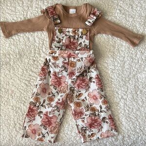 SHEIN Brown and Floral Kids Matching Set